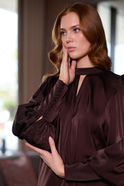 Mørk Brun Special Sleeve Blouse - Stilshoppen