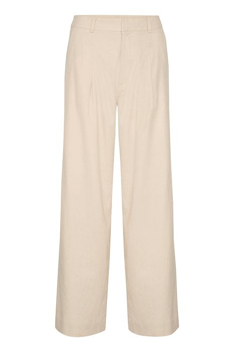 Beige ElarahGZ linen HW pants