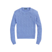 Lyseblå Cable Knit Cotton Sweater - Stilshoppen