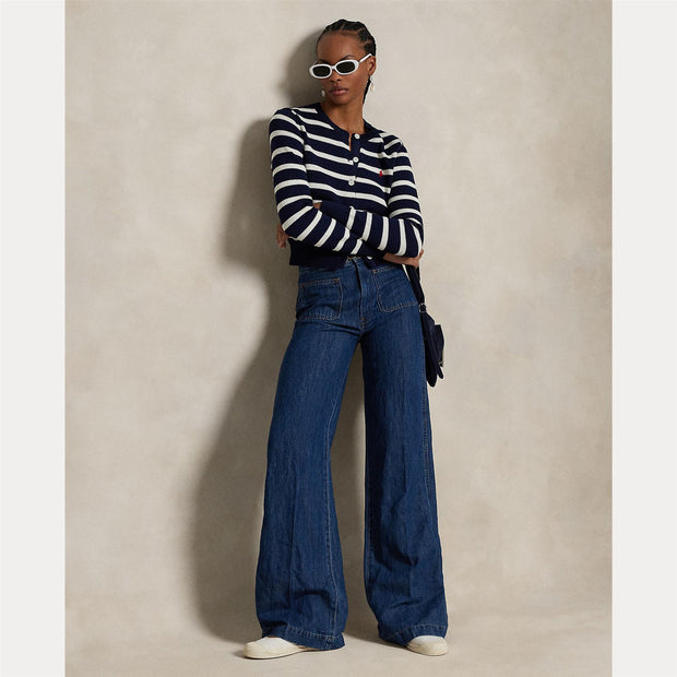 Blå Wide Leg Flare Jeans