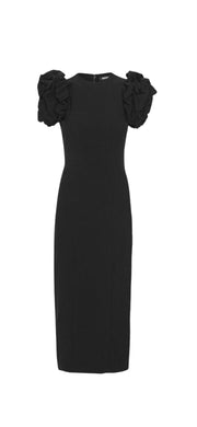 Sort Crepe Puffy Midi Dress - Stilshoppen