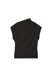 Sort Stretch Cotton Ruched Top - Stilshoppen