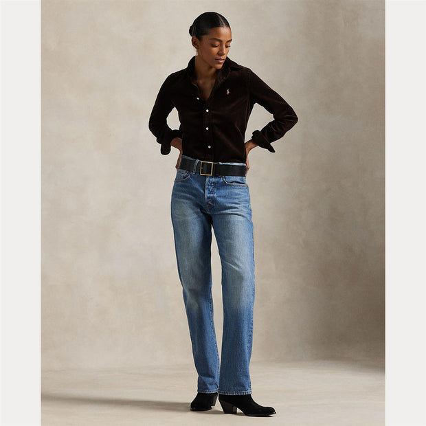 Brun Slim Fit Corduroy Shirt - Stilshoppen