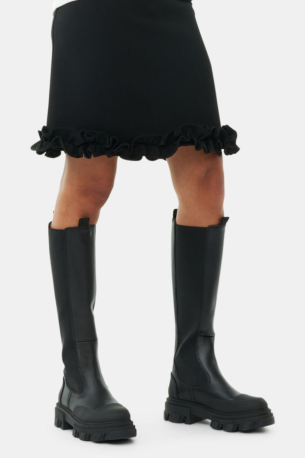 Cleated High Chelsea Boot Black Stitch