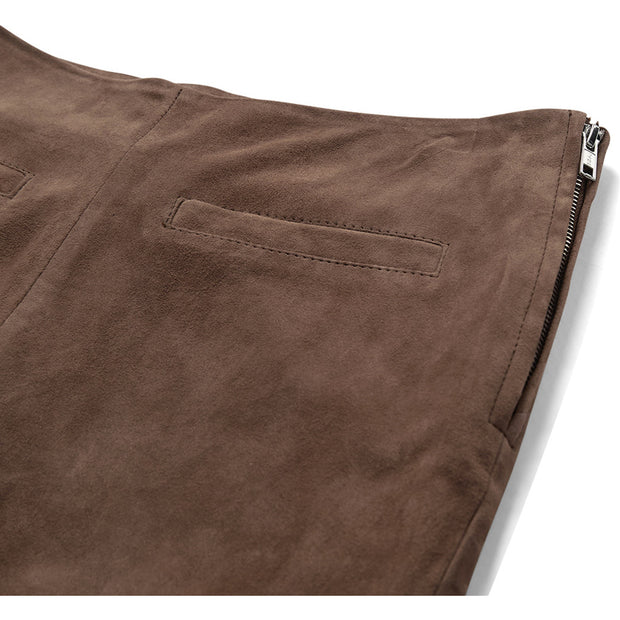 Taupe AvaDEP HW Sued 7/8 Pants - Stilshoppen