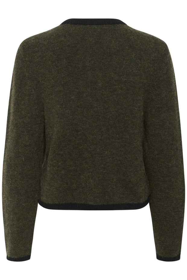 Oliven/Black GZalpha ls contrast cardigan - Stilshoppen