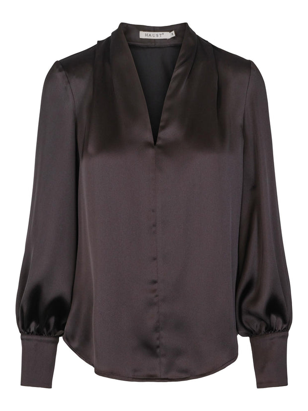 Sort Classic V-Neck Blouse - Stilshoppen