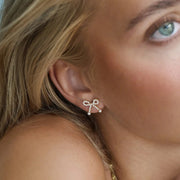 Juliette Cute Pearl Bow Stud Earrings