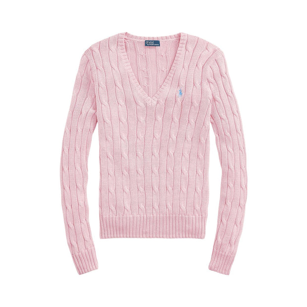 Rosa Cable Knit Cotton V-Neck Sweater - Stilshoppen