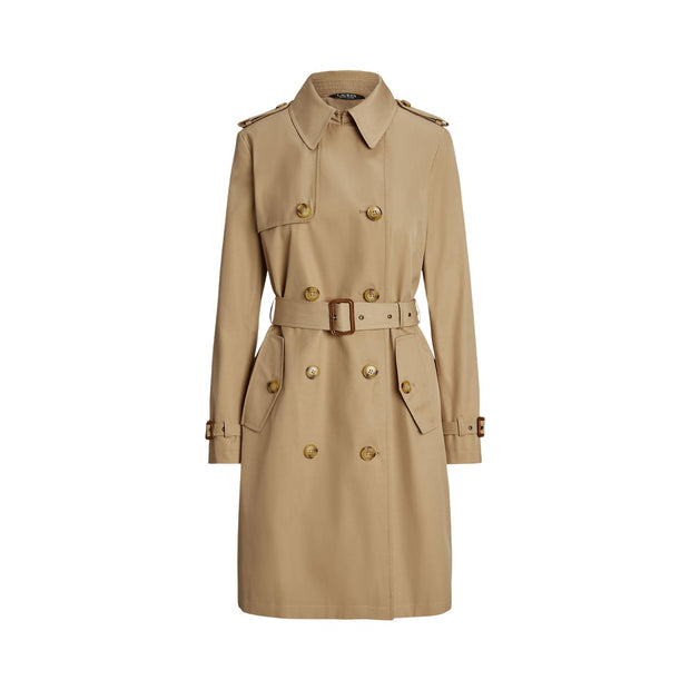 Beige Double Breasted Blend Trench Coat