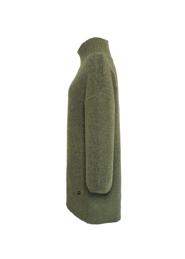 Grønn Fam Patch Long Sweater - Stilshoppen