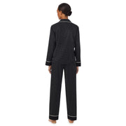 Black Notch collar long pant pj set