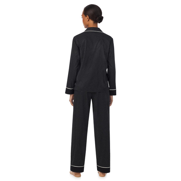 Black Notch collar long pant pj set