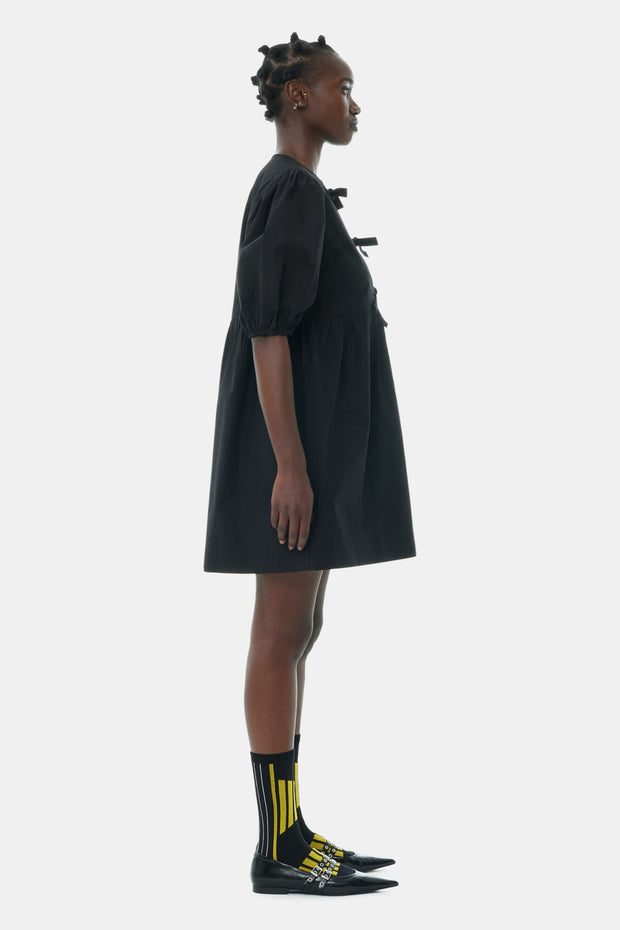 Cotton Poplin Tie Mini Dress