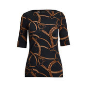 Sort/Tan Judy Boatneck Top - Stilshoppen