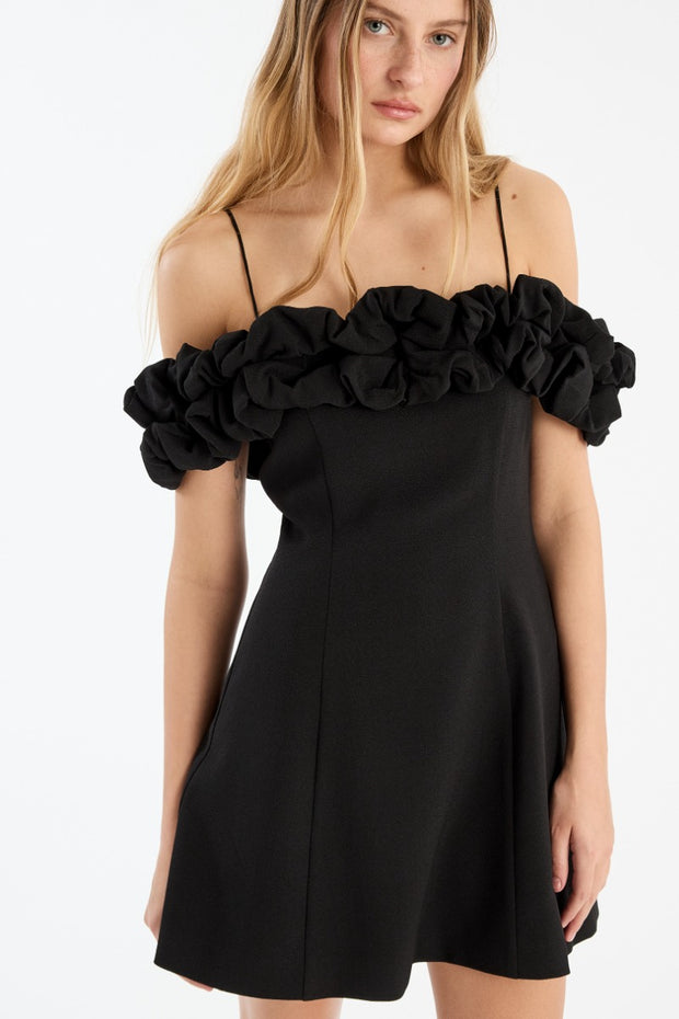 Sort Crepe A-Line Mini Dress - Stilshoppen
