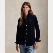 Navy Slim Fit Corduroy Shirt - Stilshoppen