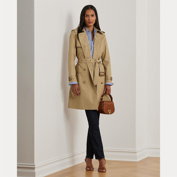 Beige Double Breasted Blend Trench Coat