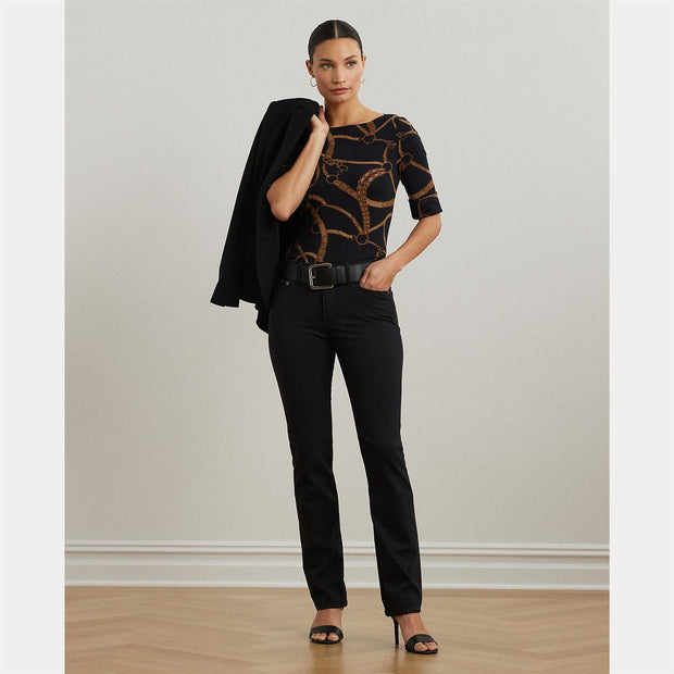 Sort/Tan Judy Boatneck Top - Stilshoppen