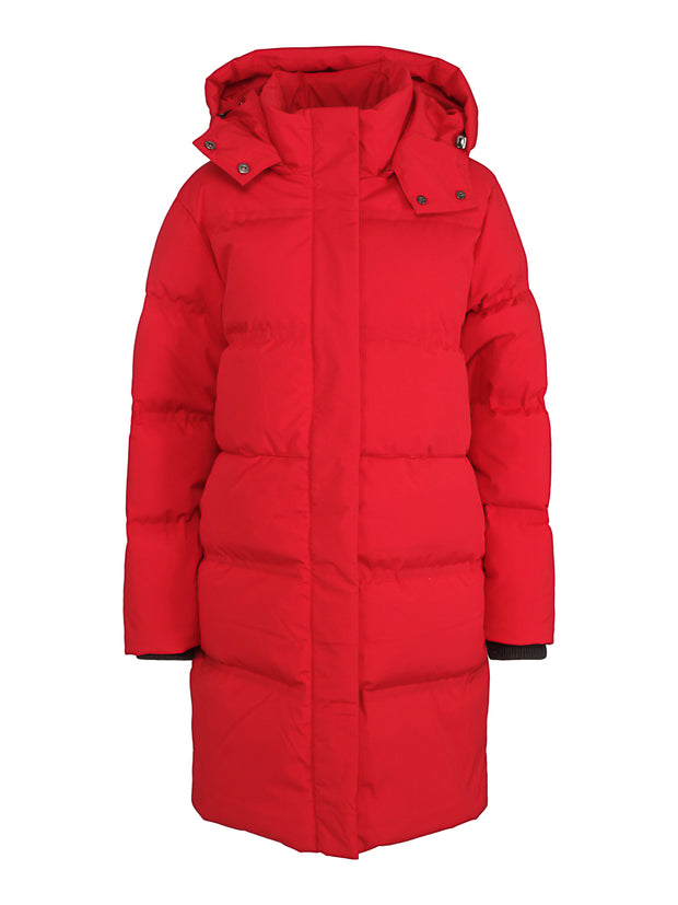 Red Long Weather Down Jacket - Stilshoppen