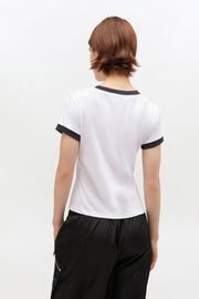 Hvit Basic Kitty Fitted T-shirt - Stilshoppen