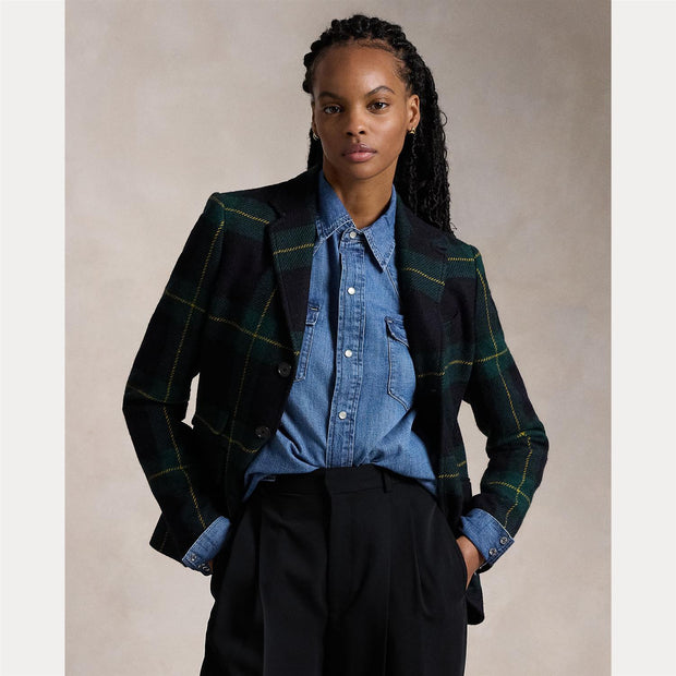 Multi Plaid Wool Twill Blazer