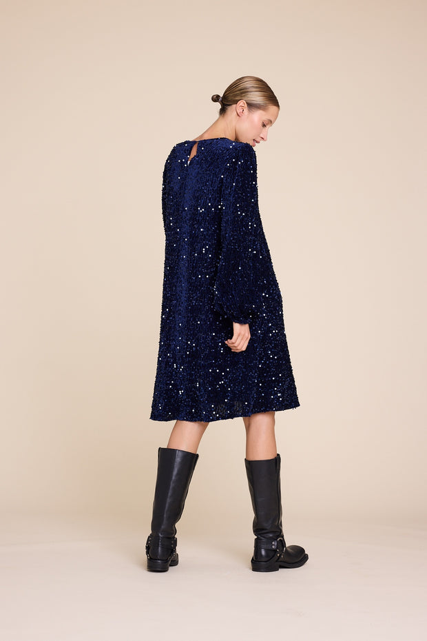Blå Luna Sequins Dress