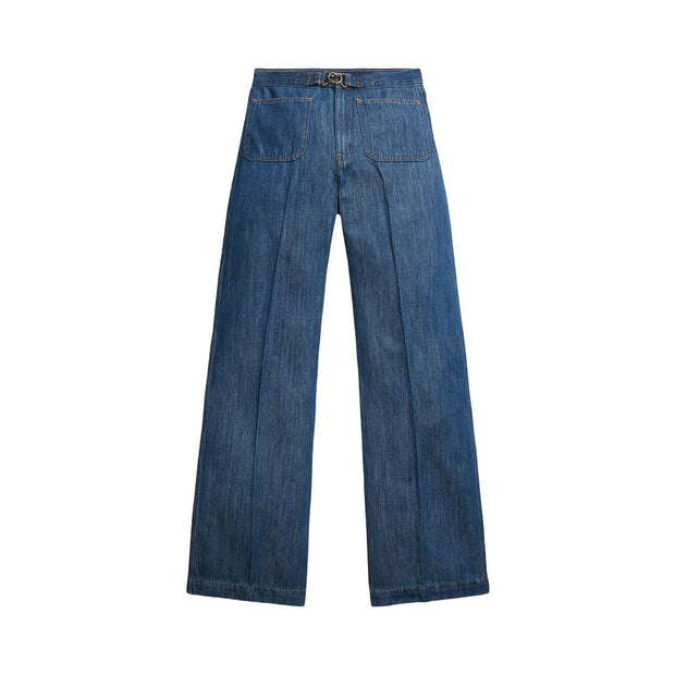 Blå Wide Leg Flare Jeans