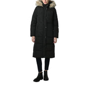 Sort Hooded Down Coat Fake Fur - Stilshoppen