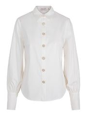 Hvit Button Stretch Blouse - Stilshoppen