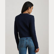 Navy Cropped Crewneck Jacket