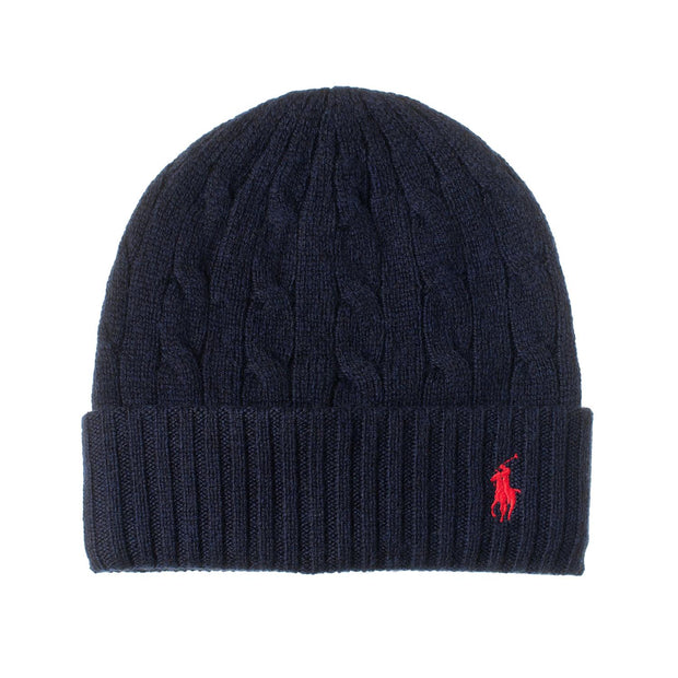 Marineblå Cabel Knit wool-cashmere Beanie - Stilshoppen