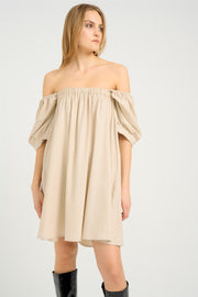 Beige Sort ElarahGZ linen short dress