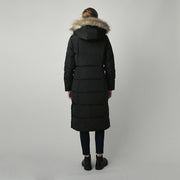 Sort Hooded Down Coat Fake Fur - Stilshoppen