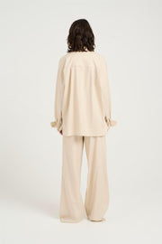 Beige ElarahGZ linen HW pants