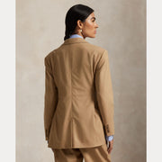 Camel Stretch Wool Two-Button Blazer