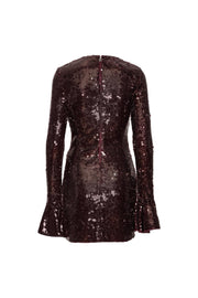 Burgunder Sequins LS Mini Dress - Stilshoppen