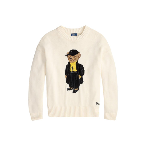 Cream Polo Bear crewneck pullover