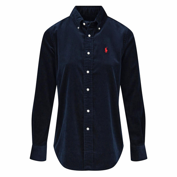 Navy Slim Fit Corduroy Shirt - Stilshoppen