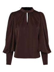 Mørk Brun Special Sleeve Blouse - Stilshoppen