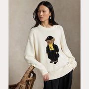 Cream Polo Bear crewneck pullover