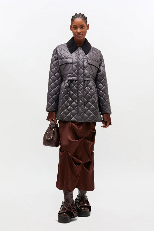 Sort Shiny Quilt Midi Jacket
