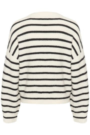 Ivory/black striped AlphaGZ V-neck - Stilshoppen