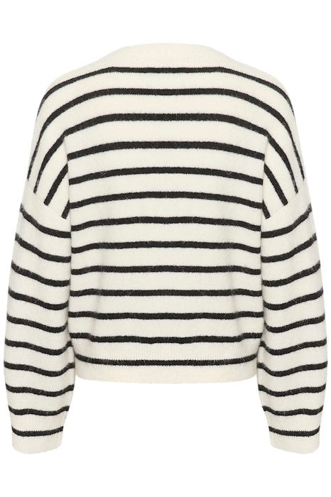 Ivory/black striped AlphaGZ V-neck - Stilshoppen