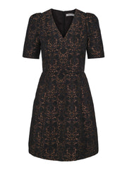 Gull/sort  Jacquard Velvet Dress - Stilshoppen