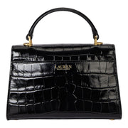 Sort Crocodile Small Farrah Satchel