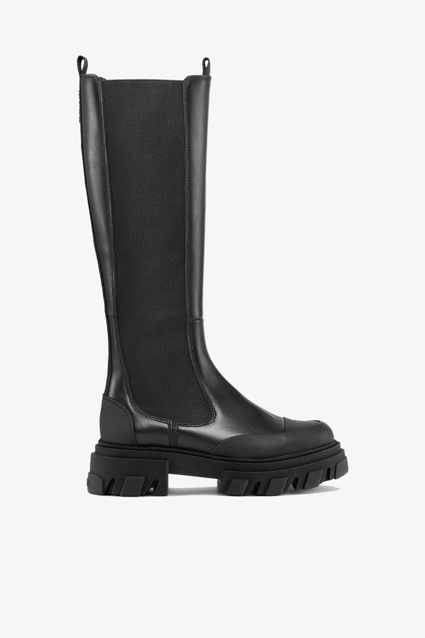 Cleated High Chelsea Boot Black Stitch