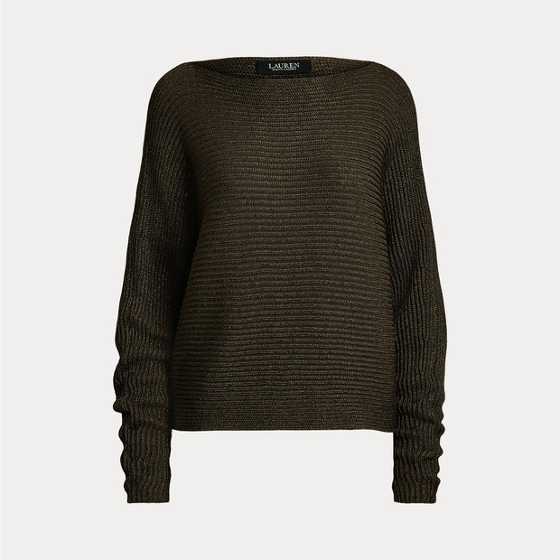 Oliven Metalic Boatneck sweater - Stilshoppen