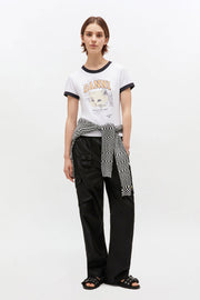 Hvit Basic Kitty Fitted T-shirt - Stilshoppen