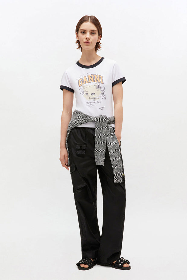 Hvit Basic Kitty Fitted T-shirt - Stilshoppen
